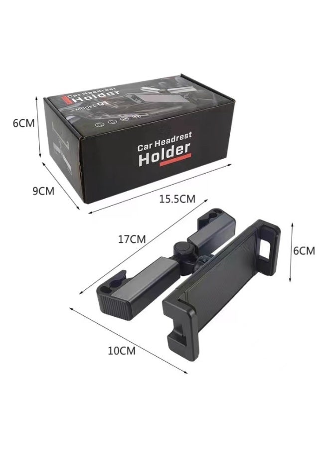 هولدر حامل هاتف وجهاز لوحي دوار للسيارة، يُوضع على الوسادة الخلفية (أسود) - Image 2